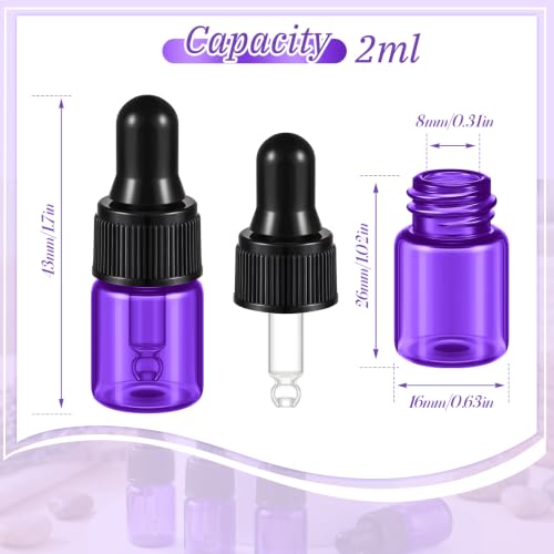 Didaey 100 Pcs Mini Glass Oil Dropper Bottle, 2 ml, Aromatherapy Purple - color: Aromatherapy Purple, size: 2 ml