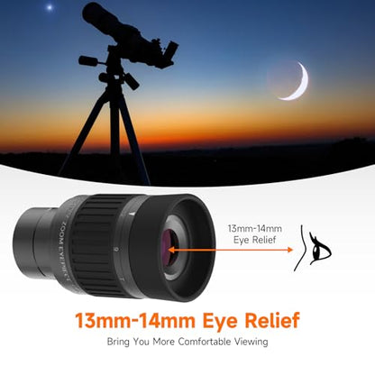 SVBONY SV135 1.25” Telescope Eyepiece, 7-21mm Zoom Eyepiece, 36-52° FOV - size: 36-52°
