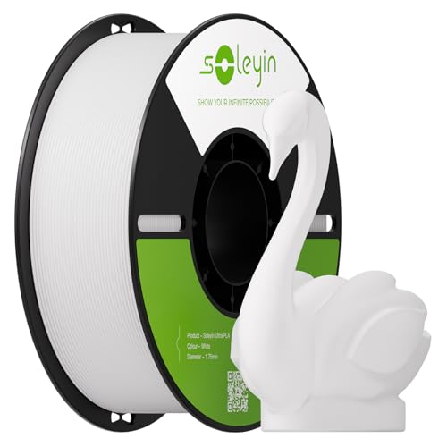 Soleyin PLA Filament 1.75mm, Neatly Wound 3D Printer Filament 1kg Spool (2.2lbs), High-Speed Printing, Dimensional Accuracy ±0.02mm, Strong Toughness No Warping, Fit Most FDM 3D Printers,White - color: 1kg Pla White, size: Pla