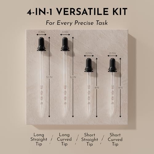 PrettyCare Eye Dropper 4Pcs 1mL Glass Pipette Measurement Tool for Oil DIY - color: 4P-30