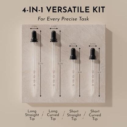 PrettyCare Eye Dropper 4Pcs 1mL Glass Pipette Measurement Tool for Oil DIY - color: 4P-30