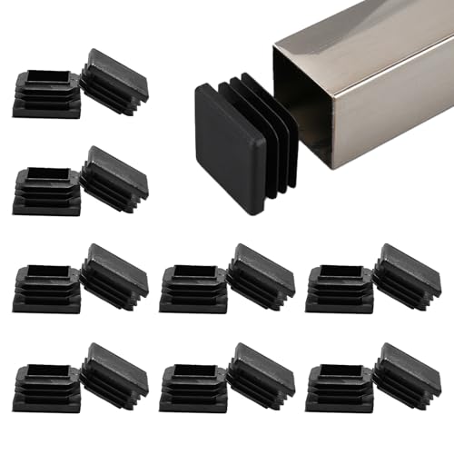 16 Pack 1-3/16"x 1-3/16" Black Square Tube End Cap Plastic Plugs - color: Black, size: 1-3/16" - 16 pcs