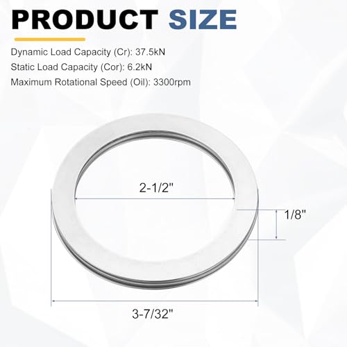 uxcell 4 Sets NTA4052 Thrust Needle Roller Bearings with Washers, ID 2-1/2" - size: NTA4052+2TWA, 2-1/2"x3-7/32"x1/8"