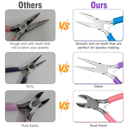 3pcs Small Jewelry pliers Professional Jewelry Making Pliers Tool Kit - color: 3pcs-ch Mix Color