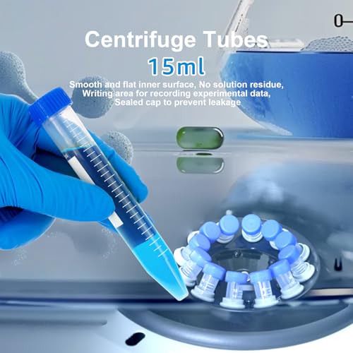 15ml 10Pcs Conical Centrifuge Tubes with Blue Screw Caps