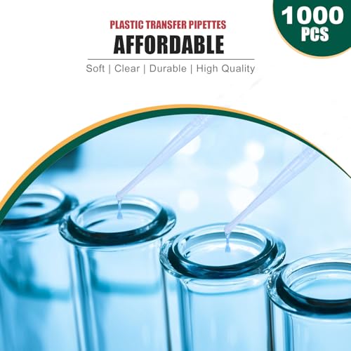 moveland 1000PCS 3ml Disposable Plastic Transfer Pipettes for Lab, Oil, Art