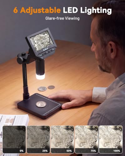 Elikliv Microscope, 4.3'' Digital Coin Magnifier with Lights for Adults - color: Grey