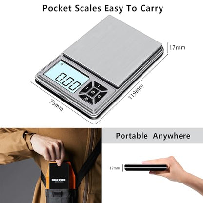 GRAM PRES Digital Pocket Gram Scale 300g x 0.01g Accuracy， Micro Mini High Precision Scale Digital Weight Grams and Oz for Jewelry, Diamond，Arrows, Powders, Herbs and Food,with 50g Cal Weights - color: Black-EU300