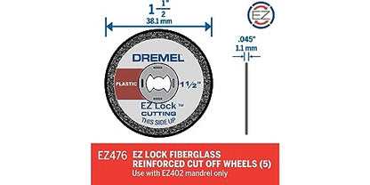 Dremel EZ476 1 1/2-Inch EZ Lock Rotary Tool Cut-Off Wheels for Plastic - 5 Pack - color: Black