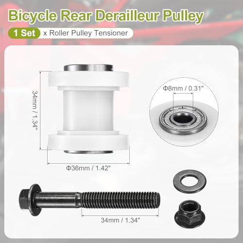 PATIKIL 8mm Grooved Roller Pulley Tensioner Chain Roller Pulley Mini White - color: White