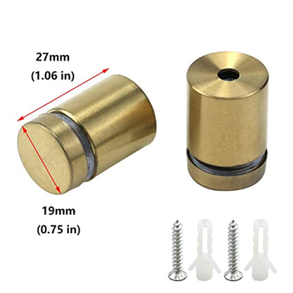 Antrader 3/4" x 1" Stainless Steel Glass Standoff,12-Pack,Polished Gold - color: Polished Gold, size: 3/4" x 1" (19 x 25mm)-12Pcs