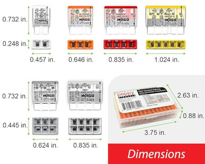 Wago 2773 Wall Nuts 45pc Push-in Wire Connector Assortment Kit with Case | Splicing for Solid and Stranded Electrical Conductors | 2773-402, 2773-403, 2773-404, 2773-405, 2773-406, 2773-408 - size: 45pc Kit