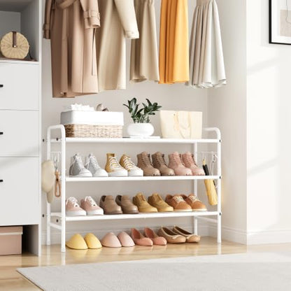 VILICK Metal Shoe Rack for Closet 33" Wide Shoe Organizer for Entryway - color: White