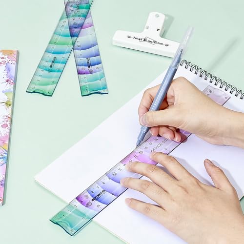 BAYTORY 6Pcs Flexible Plastic Ruler 30 cm/12 Inch, Transparent Rulers - size: 30 cm / 12 Inch