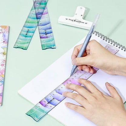 BAYTORY 6Pcs Flexible Plastic Ruler 30 cm/12 Inch, Transparent Rulers - size: 30 cm / 12 Inch
