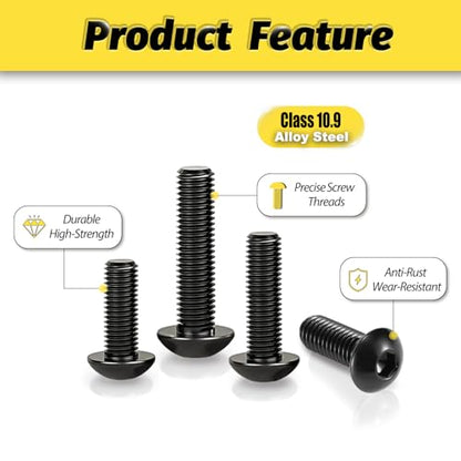 KADRICK 900Pcs M3 Screw Kit,Hex Socket Button Head M3 Bolts Length 6mm-25mm - size: M3 900Pcs 6-25mm