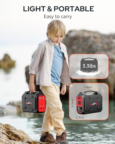 Solar Powered Generator, 100W Portable Power Station with Solar Panels 40W - color: Black & Red