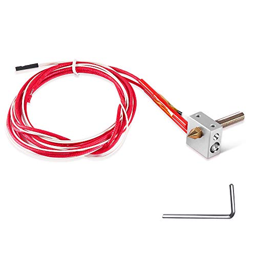 MK8 Hot End Extruder Nozzle Kit 0.4mm for 3D Printer,Assembled Extruder Brass Kits 1.75mm,30mm A8 Throat Tubing Aluminum Heater Block for RapRep i3 Anet A2 A8 3D Printer Part Replacement