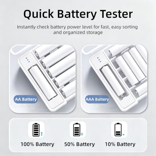 20 AA AAA Battery Storage Organizer Box Container with Tester