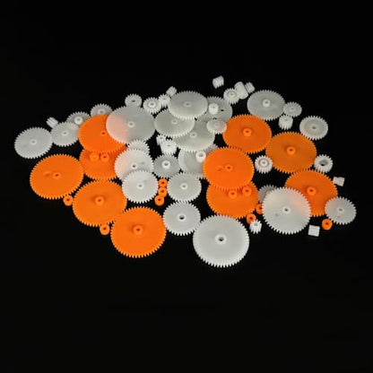 61PCS Plastic Gear Set Single Gear Spindle Gear Shaft Sleeve Small Motor Gear for RC Car Truck Robot DIY Model Toy Building Parts (61)
