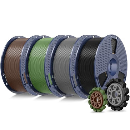SUNLU PLA+2.0 3D Printer Filament, Multicolor, 4-Pack (4KG) - color: 1kg*4 Black+grey+coffee Brown+olive Green, size: 4kg