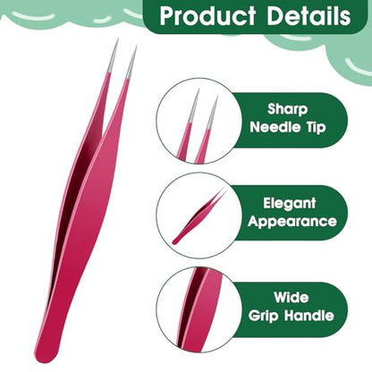 3 Pcs Point Tweezers Ingrown Hair Tweezers Precision Nose Needle Point Tip Tweezers Fine Point Tip Ingrown Hair Stainless Steel Blackhead Remover for Facial Hair Eyebrow Remover
