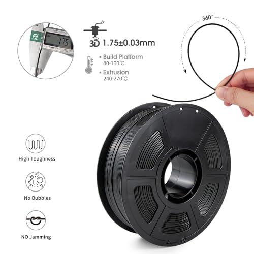 iSANMATE ASA Filament 1.75mm Black 1KG, UV & Weather Resistant 3D Printer Filament Perfect for Outdoor Functional Parts, Dimensional Accuracy +/- 0.02mm, 1kg Spool (2.2lbs) - color: Black