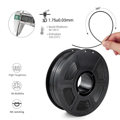 iSANMATE ASA Filament 1.75mm Black 1KG, UV & Weather Resistant 3D Printer Filament Perfect for Outdoor Functional Parts, Dimensional Accuracy +/- 0.02mm, 1kg Spool (2.2lbs) - color: Black