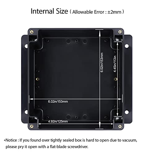Junction Box IP65 Waterproof Dustproof ABS Plastic Universal Electric Project Enclosure with Fixed Ear Black 6.3x6.3x3.5 inch (1pc) - size: 6.3"x6.3"x3.5"(1 pack)