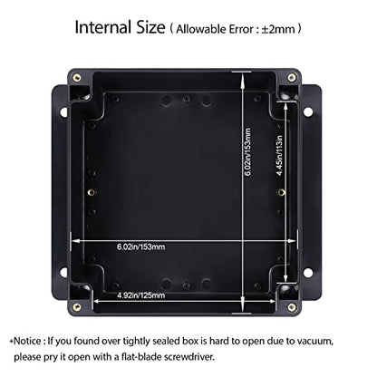 Junction Box IP65 Waterproof Dustproof ABS Plastic Universal Electric Project Enclosure with Fixed Ear Black 6.3x6.3x3.5 inch (1pc) - size: 6.3"x6.3"x3.5"(1 pack)