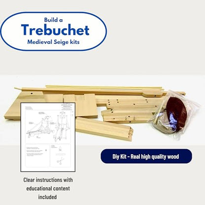 PATHFINDERS Medieval Trebuchet STEM Kit – DIY Wooden Mechanical Model | Working Counterweight Siege Engine | Engineering & Physics Project for Teens 14+ | Build-It-Yourself Historical Model