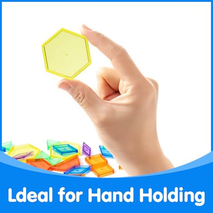 140 Pcs Translucent Pattern Blocks - Light Table Manipulatives - color: Translucent Pattern Blooks