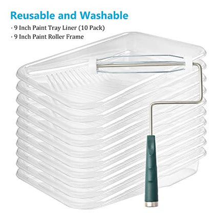 Mister Rui 9 Inch Paint Tray Set, 12 Pack with Tray Liners and Frame - color: 9 Inch, 12 Pack