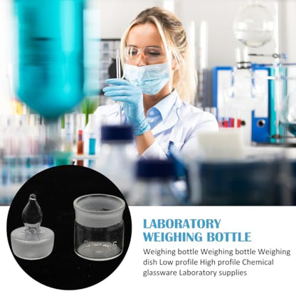 Experiment Weighing Bottles with Lids 5-Pack Borosilicate Glass Lab Weighing Jar Set 1.96X0.98X0.98In Durable Chemistry Sample Weighing Holder for Scientific Research