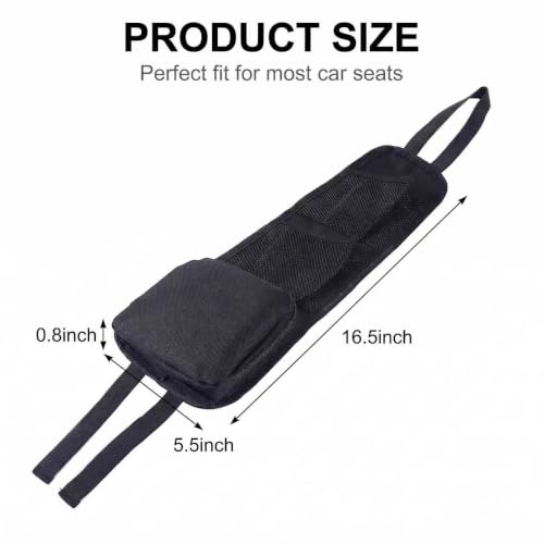 2 PCS Car Seat Side Storage Hanging Bag, Multi-Pocket Mesh Car Seat Organizer, Seat Side Small Item Phone Storage Holder, Universal for Most Cars, SUVs, Trucks (Black)