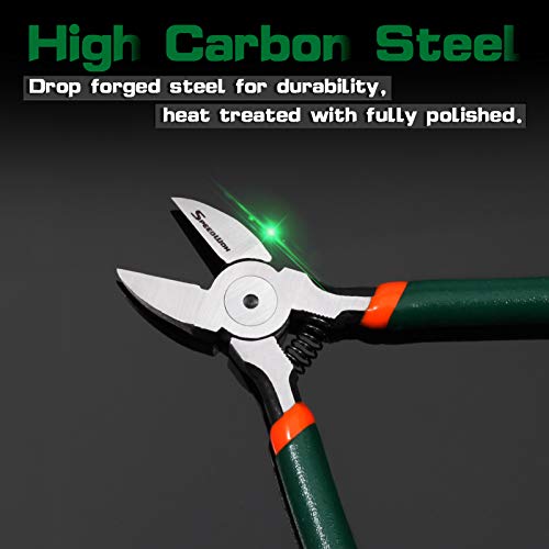 SPEEDWOX Precision Side Cutter 5 Inch Mini Flush Cutters Diagonal Wire Cutting Pliers with Spring Functional Precision Tools for Cutting Electronics Wires Jewelry DIY and Handmade - size: 5"