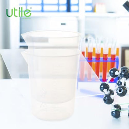 Utile 10 Pcs Plastic Beaker Set with spout of Vol.100ml, Plastic Measuring Beaker For Lab Science with Molded Graduations, 4081.0100.10 - style: 10pcs of Vol.100ml, Molded Graduations