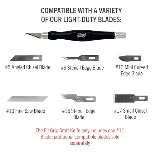 Excel Blades #11 Blade Fit Grip Craft Knife, Rubber Grip, Black - color: Black