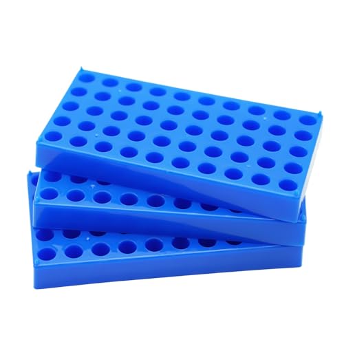 3 Pcs Vial Rack, 50 Holes for 2mL HPLC Sample Bottles, 12mm Diameter - color: Blue, size: 12mm