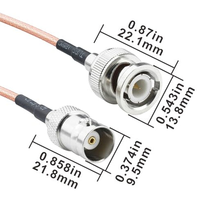 2-Pack BNC SDI Cable 5.9inch BNC Male to Female RG316 Coaxial Cable 50 Ohm Pigtail Jumper for Antenna,Video Signals,CCTV,DVR,Camera
