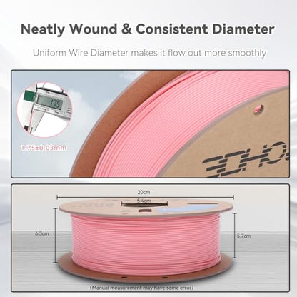 3DHoJor PLA+ 3D Printer Filament Soft Pink,1KG - color: Pla+-1kg Soft Pink