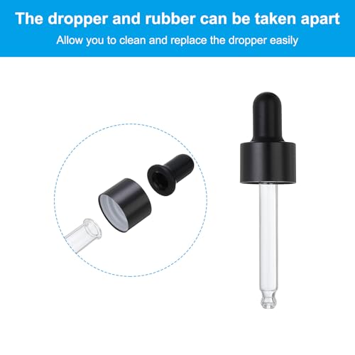 PATIKIL Glass Eye Dropper Caps, 8 Pcs Anodized Aluminum Glass Dropper Closure Top for 15ml(1/2oz) Essential Oils Bottle, Perfume, Lab Experiments, Black - color: Black, size: 15ml