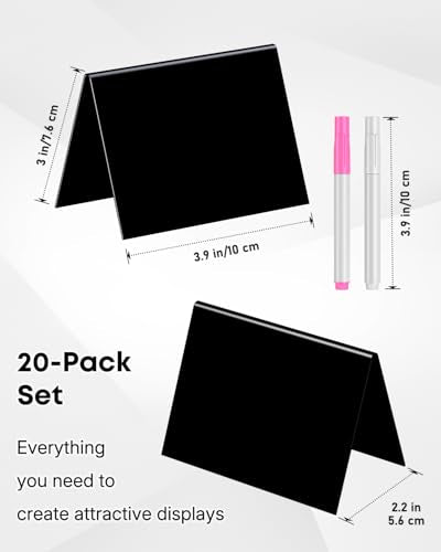 Uniclife 20 Pack Mini Chalkboard Signs for Food, Small Chalkboard Signs with Chalk Markers, Reusable Glossy PVC Food Signs Food Labels for Party Buffet Wedding, Blackboard Place Cards Table Signs - color: Glossy Pvc V-20