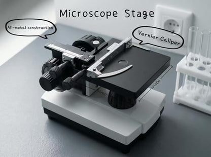 A118 Professional Biological Microscope 2000X Magnification with Dual LED Illumination, Phone Adapter, Complete Accessory Kit, Coaxial Focusing System for Students and Laboratory Research