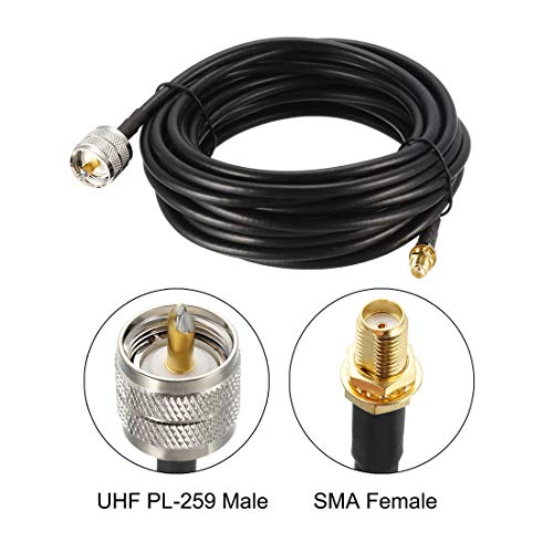 uxcell SMA Female to UHF PL-259 Male RG58 RF Coaxial Coax Cable 20 Ft