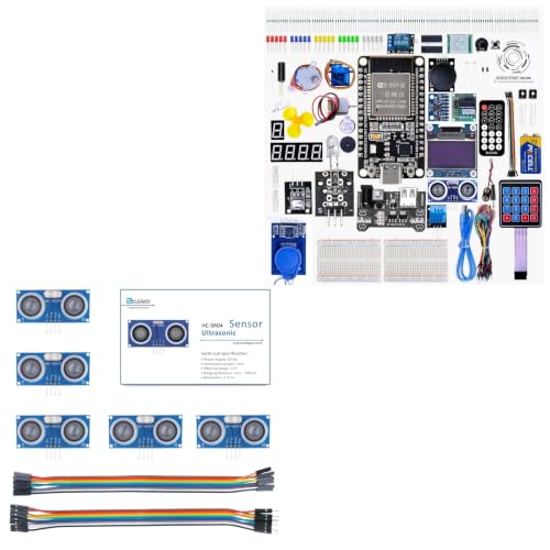 ELEGOO ESP-32 Starter Kit and 5PCS Ultrasonic Sensor Kit Bundle for STEM