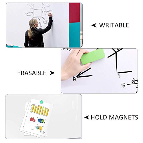 ZHIDIAN Magnetic Whiteboard Sticker for Wall/Door, 60" x 36" Large Self Adhesive White Board Wallpaper, Whiteboard Contact Paper, Large Dry Erase Sheet/Film for Office/Home/School - size: 60"W x 36"H