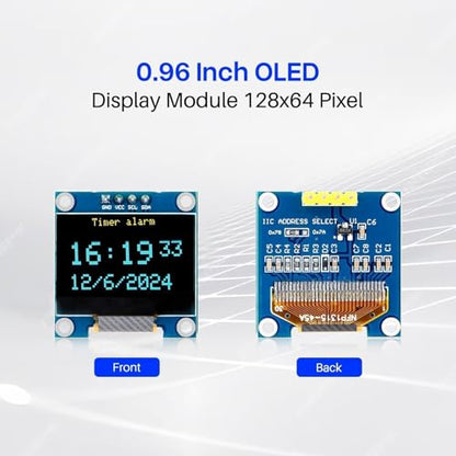 ELEGOO 0.96 Inch OLED Display Screen Module, Self-Luminous, SSD1306, 3PCS - color: Yellow & Blue
