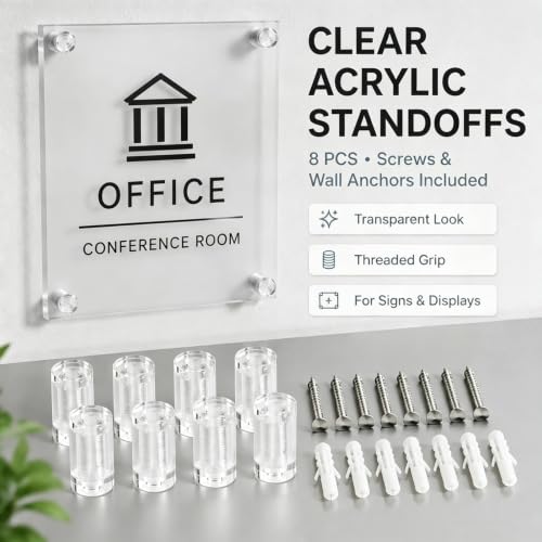 Antrader Clear Standoffs,Glass Wall Mount Hardware Kit,25 x 40mm (8Pcs) - color: Clear, size: 1" x 1-1/2" (25 x 40mm)-8Pcs