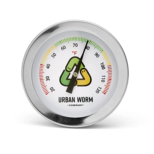 Urban Worm Soil Thermometer - 5-in Stainless Steel Stem - Perfect for Gardening & Worm Bin